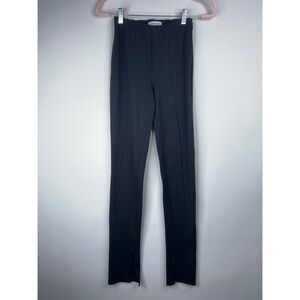 Anine Bing Black Max Pant Split Hem Ponte Stretch Knit Pintuck High Rise Size 32